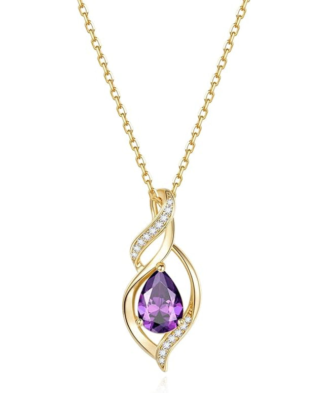 FANCIME Birthstone Necklace for Women Teardrop Necklace S925 Sterling Silver Infinity Love Birthday Gifts for Mom Women Girls, 16"+2" Inches