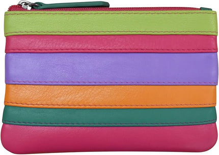 ili New York Mini Leather Coin Purse, Compact Design with Key Ring and RFID Protection for Women and Men in Vibrant Colors, Palm Beach