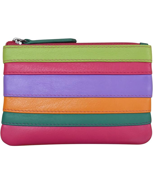 ili New York Mini Leather Coin Purse, Compact Design with Key Ring and RFID Protection for Women and Men in Vibrant Colors, Palm Beach
