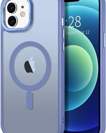 Hython Case for iPhone 12 Case Magnetic Translucent Matte Phone Cases 6.1" [Compatible with MagSafe] Thin Slim Fit Shockproof Bumper Hard Protective Cover for Women Men Girls, Light Blue