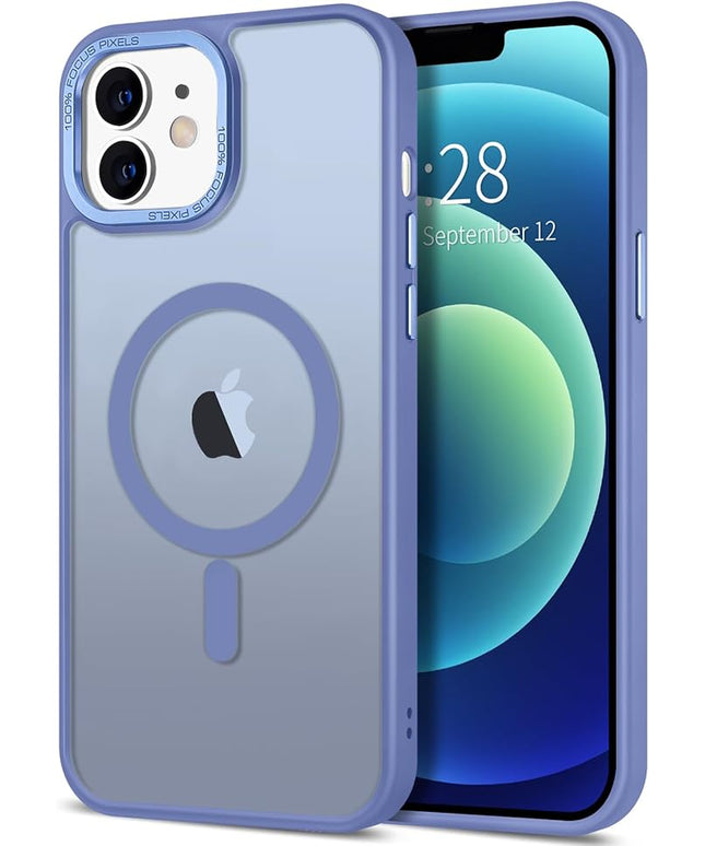 Hython Case for iPhone 12 Case Magnetic Translucent Matte Phone Cases 6.1" [Compatible with MagSafe] Thin Slim Fit Shockproof Bumper Hard Protective Cover for Women Men Girls, Light Blue