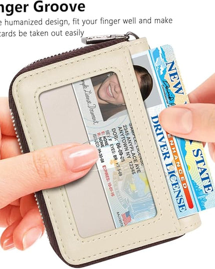 FurArt Zipper Wallet Women, RFID Blocking Credit Card Wallet, Business Card Holder, Compact Size KeyChain Wallet