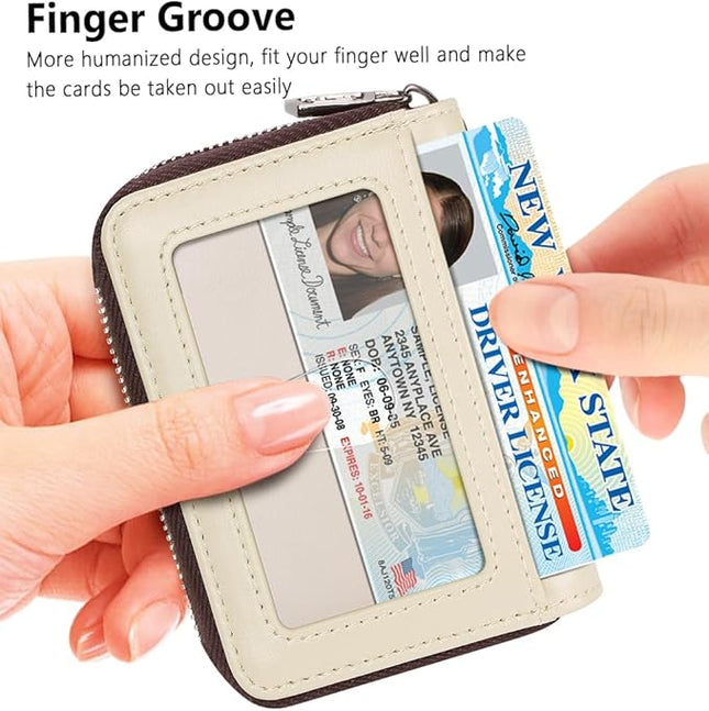 FurArt Zipper Wallet Women, RFID Blocking Credit Card Wallet, Business Card Holder, Compact Size KeyChain Wallet