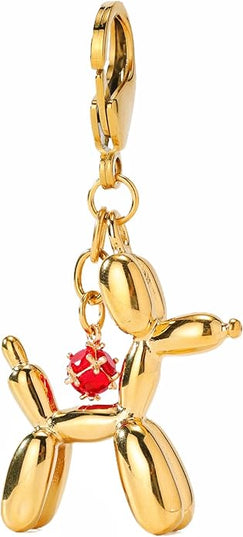 Balloon Dog Keychain, Stainless Steel Elegant Golden Bag Charms for Adults