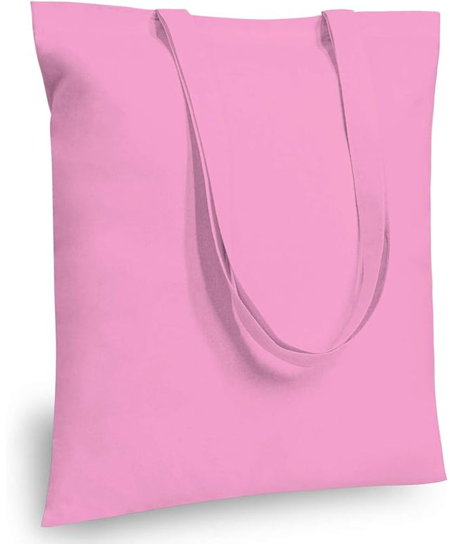 TOPDesign 24-Pack Economical 16"x15" Baby Pink Cotton Tote Bag, Lightweight Medium Reusable Grocery Shopping Cloth Bags, Suitable for DIY, Advertising, Promotion, Gift, Activity