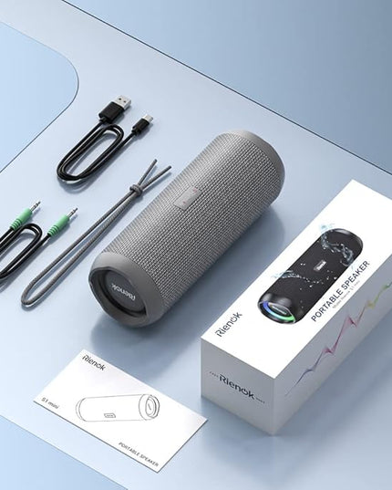 RIENOK Portable Bluetooth Speaker 30W Dual Pairing True Wireless Stereo HD Sound IPX7 Waterproof Outdoor Sport Shower Wireless Speaker Bluetooth 5.3 for Home Party