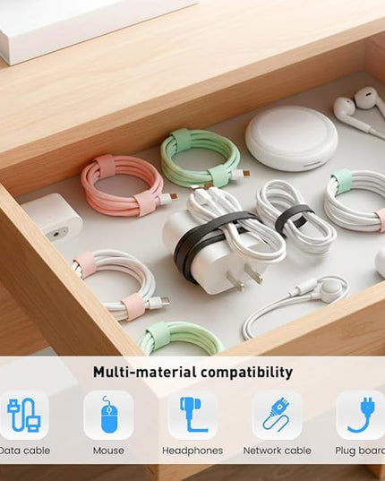Data Cable Organizer, 2026 Upgrade Reusable Silicone Cable Ties, Elastic Cord Management Straps for Fastening and Bundling Various Cable Cords Wires (30pc)