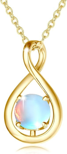 FANCIME Birthstone Necklaces for Women Fine Jewelry Sterling Silver Dainty Infinity Pendant Anniversary Birthday Christmas Gifts for Her Wife Mom Lady Daughter, Chain 16"+2" Extend
