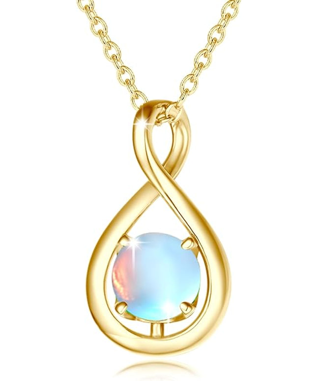 FANCIME Birthstone Necklaces for Women Fine Jewelry Sterling Silver Dainty Infinity Pendant Anniversary Birthday Christmas Gifts for Her Wife Mom Lady Daughter, Chain 16"+2" Extend