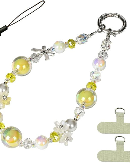 Handmade Flower & Butterfly Phone Wrist Strap Lanyard - Detachable Anti-Drop Strap with 2 Tether Tabs -Women's Gift