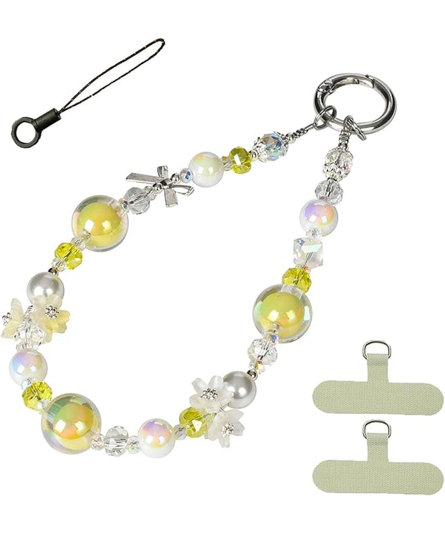 Handmade Flower & Butterfly Phone Wrist Strap Lanyard - Detachable Anti-Drop Strap with 2 Tether Tabs -Women's Gift