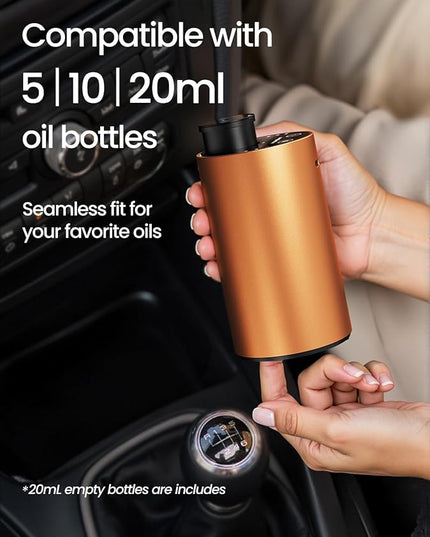 Waterless Essential Oil Diffuser, Rechargeable Scent Diffusers with 3 Mist Levels & Timers, Portable Aromatherapy Diffuser for Home Car Room Studio Office, Cosmic Orange