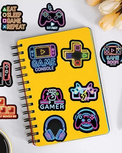 50Pcs Neon Game Stickers, Video Game Stickers, Gamer Waterproof Vinyl Decals for Laptop, Water Bottle, Skateboard, Gamer Decor, Party Favors Gifts