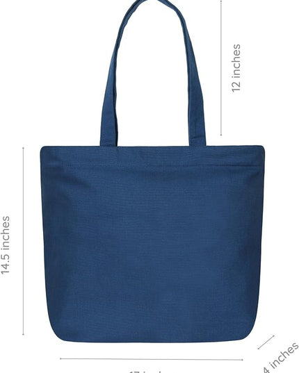 Ecoright Aesthetic Canvas Tote Bag for Women Large Zipper Tote Bags with Pocket, Womens Tote Bag for Yoga, Work, Beach