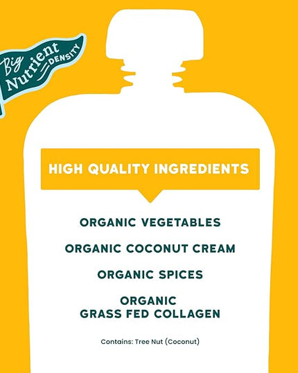 Serenity Kids 6+ Months Dairy-Free Smoothie Baby Food Pouches - USDA Organic, Grass Fed Collagen Protein - 3.5 Oz BPA-Free - Sweet Potato Spice - 6 Count - Smoothie Pouches