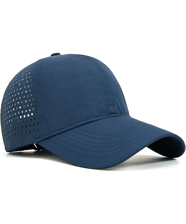 Xinveen Quick Dry Baseball Cap Curved Brim Snapback Hat Laser Cut Mesh Ball Cap Golf Ball Cap for Men Women