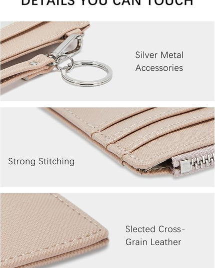 BOSTANTEN Small Wallet For Women RFID Leather Credit Card Holder Slim Wristlet Keychain Wallet With Zipper Pocket