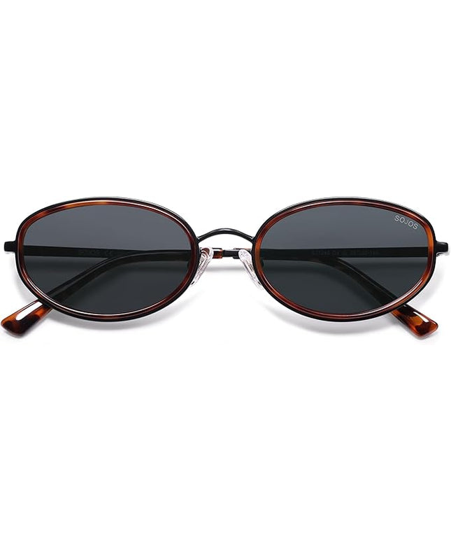 SOJOS Trendy Oval Polarized Sunglasses for Women Men, 80s 90s Chic Retro Vintage Sunnies SJ1248