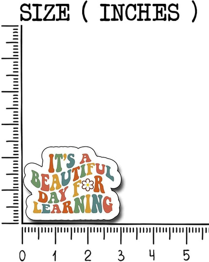 (3Pcs) It's a Beautiful Day for Learning Sticker, Teacher Decorate Books Laptop Phone, Water Bottles Kindles Stickers, Tumbler Sticker Waterproof Vinyl Decorate Sticker 3" Inch