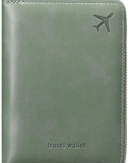 Passport Holder for Travel Women and Men RFID Passport Holder with Card Slots Holder Passport Case Passport cover Passport Wallet Travel Essentials and Accessories (Short Zipper, SZ-Olive)