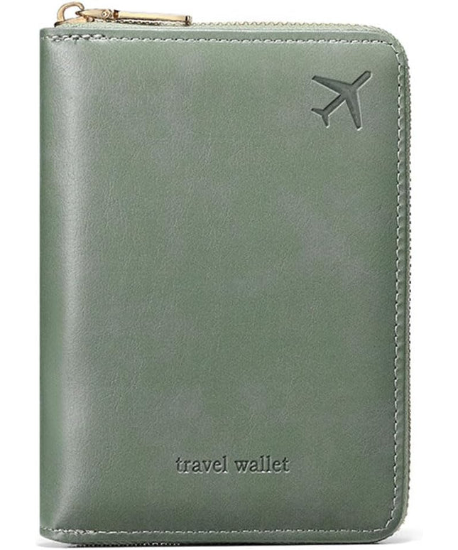 Passport Holder for Travel Women and Men RFID Passport Holder with Card Slots Holder Passport Case Passport cover Passport Wallet Travel Essentials and Accessories (Short Zipper, SZ-Olive)