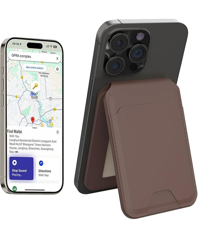 MagSafe Wallet Magnetic, 8 Card Holder with Stand, RFID Blocking, Slim Leather Magnetic Wallet, Adjustable Leather Mag-Safe Card Holder for iPhone 17/16/15/14/13/12 Series(Not for Mini), Brown
