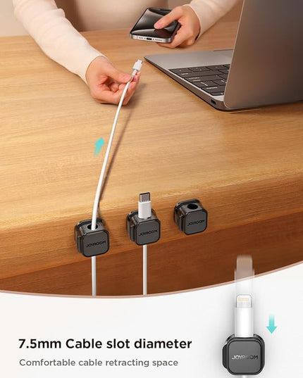 9 Pack Magnetic Cable Clips [Cable Smooth Adjustable] Cord Holder, Under Desk Cable Management, JOYROOM Adhesive Wire Holder Keeper Organizer for Home Office Desk Phone Car Wall Desktop Nightstand