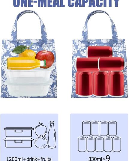Fmeida Insulated Lunch Bag Women, 6.75L Small Lunch Bags with Multiple Pockets, Reusable Thermal Cooler Tote for Work, Office, Picnic, Travel | Hook and Loop Closure, Violet Whisper