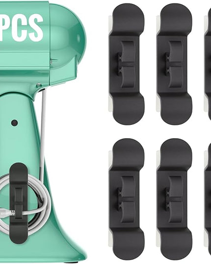 6PCS Cord Organizer for Appliances, Upgraded Kitchen Appliance Cord Wrap, Cord Holder Stick on Pressure Cooker, Coffee Maker, Air Fryer and Blender(6 Black)