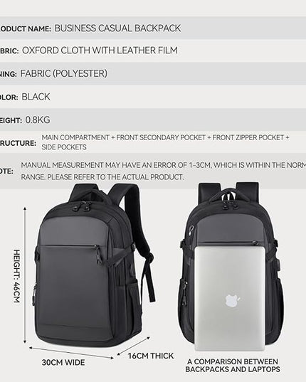 Travel Laptop Backpack, Waterproof 15.6 Inch Computer Work Lightweight Packback Bag for Men Women College Gift, Black (Black)