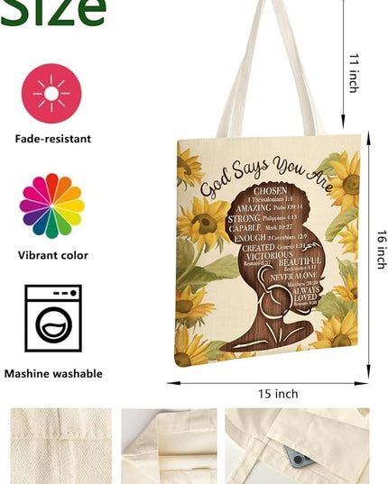 AUSVKAI Canvas Tote Bag for Women, Aesthetic Cute Grocery Grocery Reusable Cotton Gift Bag for Shooping Beach Trendy Gifts