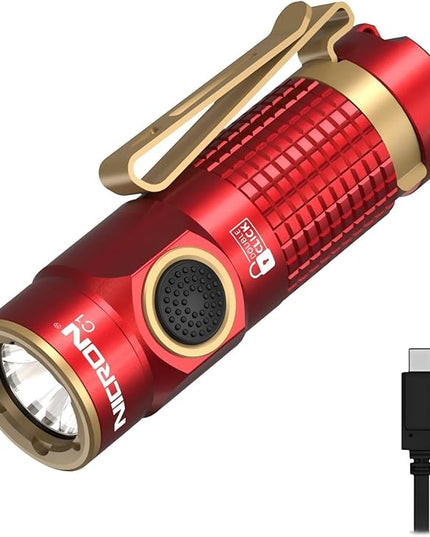 NICRON mini Flashlight, 1200 lumens Rechargeable led flashlights high lumens with Clip on Flashlight, Tactical flashlights with Magnet, Waterproof EDC Flashlight for Emergencies Camping Outdoor (Red)
