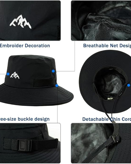 TOP-EX L/XL/XXL UV50+ Waterproof Bucket Sun Hat for Fishing Golf Hiking All-Weather Outdoor Rain Hat Stiff Brim