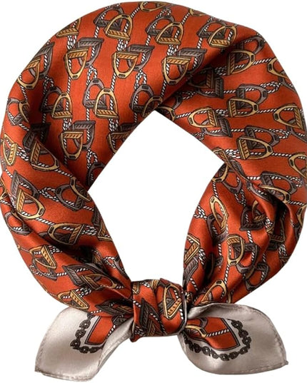 ANDANTINO 100% Pure Mulberry Silk Small Square Scarves -21'' x 21''- Digital Printed Neckerchief –Women Men Lightweight Scarf