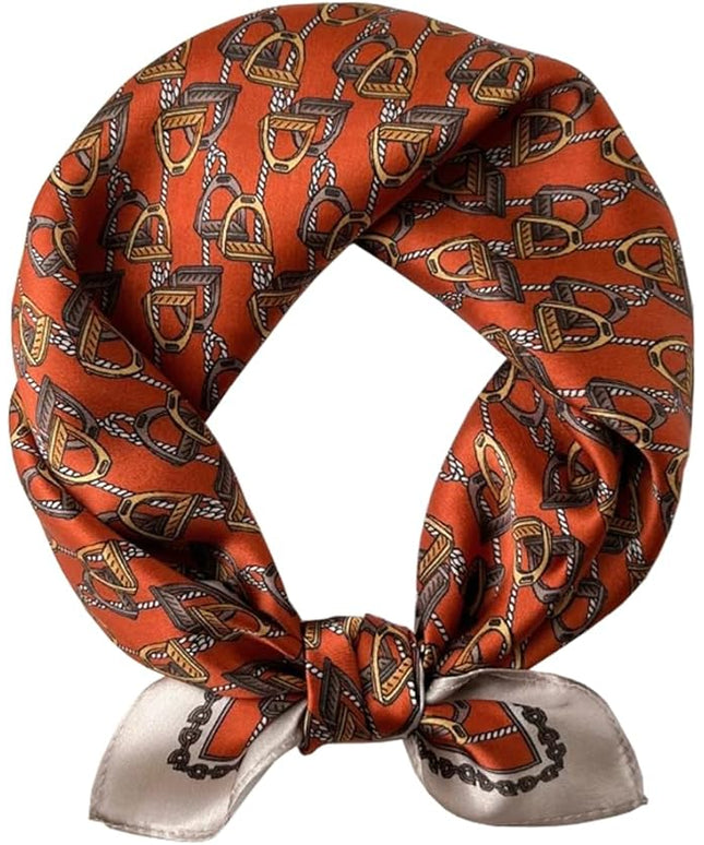 ANDANTINO 100% Pure Mulberry Silk Small Square Scarves -21'' x 21''- Digital Printed Neckerchief –Women Men Lightweight Scarf