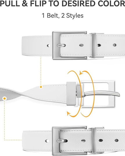 CHAOREN Reversible Belt Men 1 Piece - 1.25" Leather Dress Belt - Trim to Fit for Elegant Style