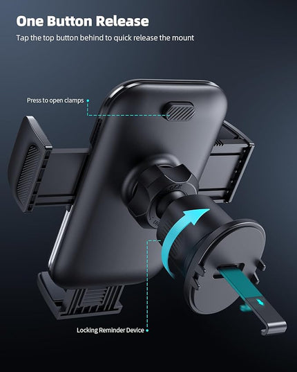 Lamicall 2026 Wider Clamp & Metal Hook Car Phone Holder Vent [Thick Cases Friendly] Phone Holders for Your Car Mount Automobile Hands Free Cradle Air Vent for iPhone 16 15 14 13 Pro Max Smartphone