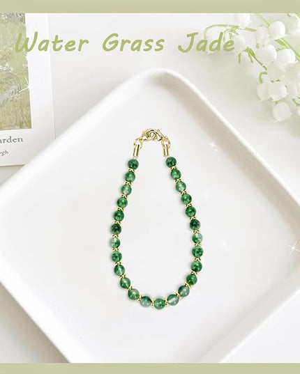 Marble Beaded Phone Wrist Strap, Cellphone Lanyard with Tether Tab, Hands-Free Wristlet Bracelet