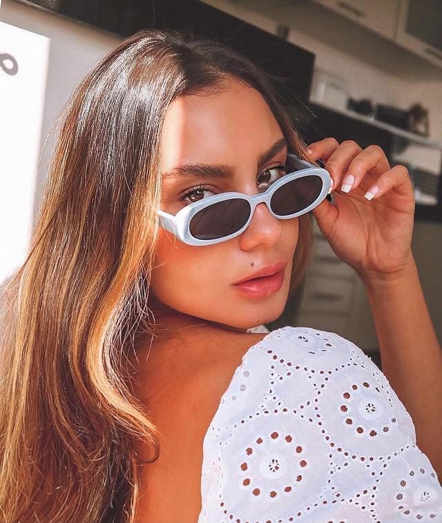 90s Sunglasses for Women Men Retro Small Oval Sunglasses