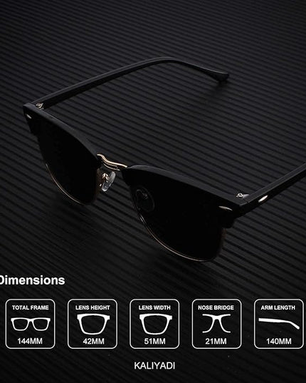KALIYADI Sunglasses Men Polarized Sunglasses for Men Women Unisex Semi-Rimless Frame Retro Driving Sun Glasses UV Blocking