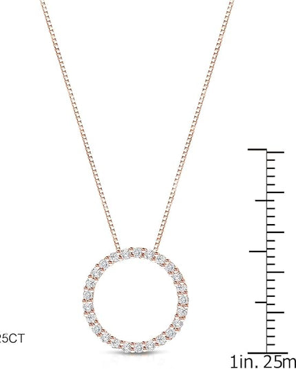 Diamond Wish 1/6 to 1 Carat Diamond Circle of Life Round Pendant Necklace for Women in 14k Gold (I1-I2, cttw) on 18 Inch Long Chain with Spring Ring Clasp