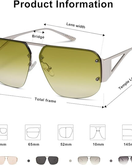 SOJOS Trendy Aviator Sunglasses Mens Womens Retro Metal Rimless Frame Shades Lentes De Sol Para Mujer SJ1192