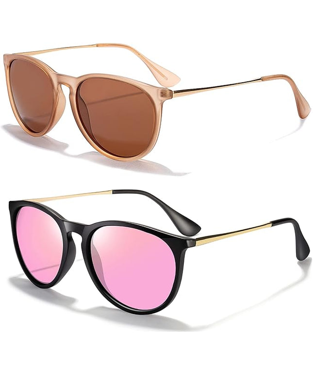 CHBP Sunglasses Womens Men Polarized UV Protection Trendy Vintage Retro Round Mirrored Lens Sunglasses For Women