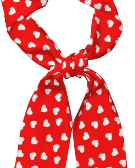 Valentine Red Hearts Bandanas Head Scarf For Women Hair Scarves Accessories Lightweight Fashion Wrap Neck Headscarf