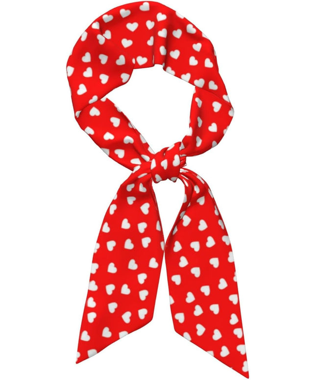 Valentine Red Hearts Bandanas Head Scarf For Women Hair Scarves Accessories Lightweight Fashion Wrap Neck Headscarf