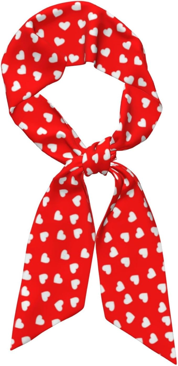 Valentine Red Hearts Bandanas Head Scarf For Women Hair Scarves Accessories Lightweight Fashion Wrap Neck Headscarf