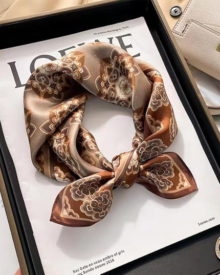 ANDANTINO 100% Mulberry Silk Scarf -21” Lightweight Square Neckerchief – Breathable Digital Printed Scarves with Gift Packed