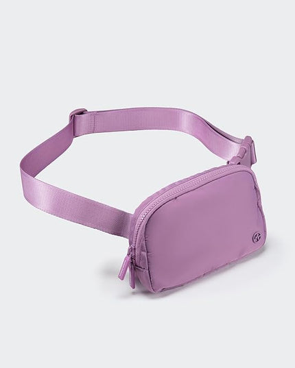 Pander Two Way Zipper Fanny Pack Nylon Everywhere Belt Bag for Women, Water Repellent Waist Packs, Crossbody Bags with Adjustable Strap (Light Purple).
