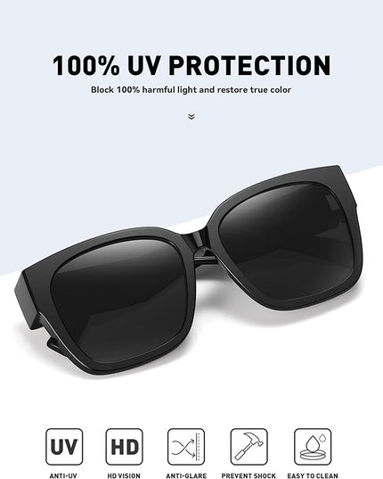 MEETSUN Oversized Fit Over Glasses Sunglasses for Women Men Large Trendy Polarized Sunglasses for Driving UV Protection