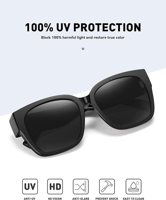 MEETSUN Oversized Fit Over Glasses Sunglasses for Women Men Large Trendy Polarized Sunglasses for Driving UV Protection